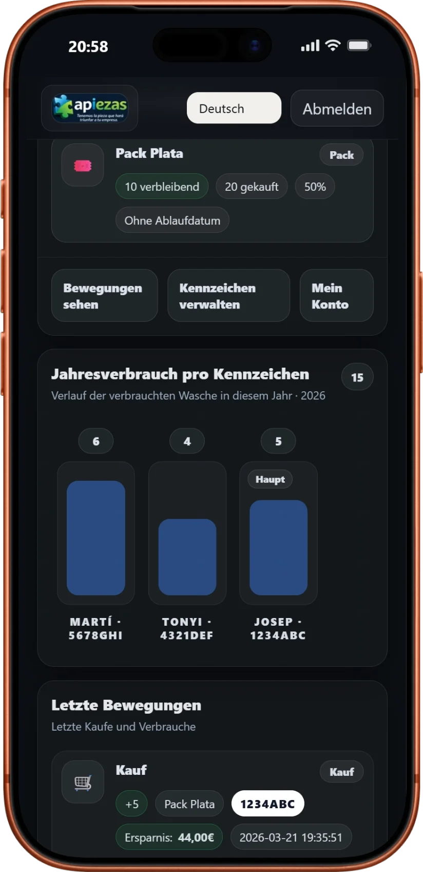 Screenshot der Transaktionsdetails