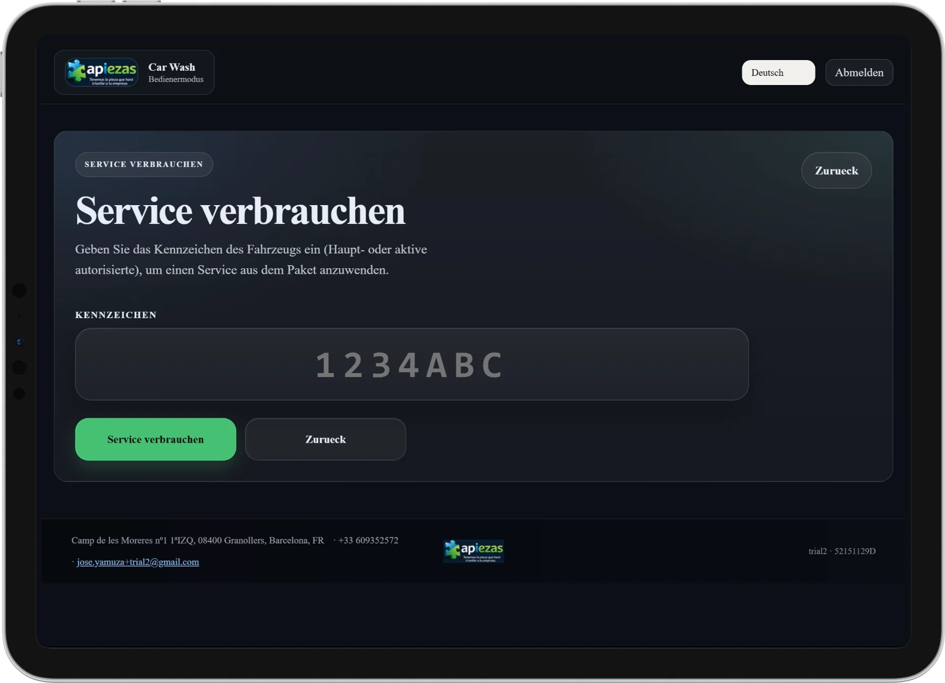 Screenshot Operator-Ansicht mit vom Administrator definierten Rollen